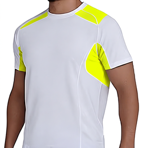 T-shirt sportif blanc à manches courtes pour homme, coupe classique, séchage rapide, tricoté 100% coton, col rond, uni, écologique, respirant, 290g - Product Image 3
