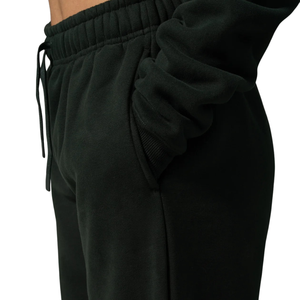 Women's Dark Green Oversized Sweatpants with Elastic Waist Soft Fleece Relaxed Fit Gym Workout Training Casual Activewear Bottom - Product Image 6