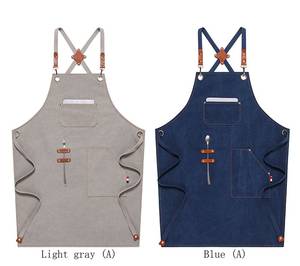Tablier de styliste en toile personnalisé avec sangle en cuir réglable à dos croisé, gilet professionnel avec poches pour équipement de barbier et de toilettage - Product Image 2