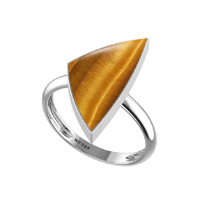 925 Sterling Silver <b>Ring</b> Bezel Setting <b>Tiger</b> <b>Eye</b> Gemstone Mix Shapes Classic Wedding Party Trendy Fashionable Unisex High Finish - Product Image 2