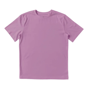 T-shirt à manches courtes pour homme, couleur unie, col rond, coupe classique, tricoté, décontracté, violet - Product Image 1