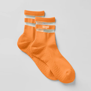 Chaussettes de yoga et de pilates JUNZU personnalisées avec logo, motif floral, écologiques, antidérapantes, transparentes, pour femmes et jeunes, 100% coton - Product Image 3
