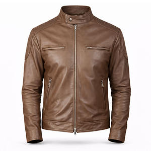 Chaqueta de Motociclista Premium de Cuero PU Marrón, Impermeable y Resistente al Viento, Estilo Clásico Vintage para Hombre, Corte Ajustado, Estilo Urbano - Product Image 1