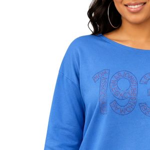 Sweat-shirt bleu à col rond, pull décontracté à manches longues pour femmes, à porter tous les jours, streetwear, style de vie sportif, vêtements confortables - Product Image 4