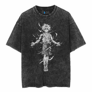 T-shirt vintage personnalisé pour homme, en coton 100% tricoté, délavé à l'acide, coupe oversize, grande taille, avec logo sérigraphié, écologique - Product Image 1