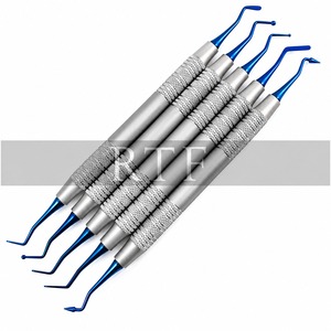 Ensemble de 5 instruments dentaires composites bleus en acier inoxydable pour restauration dentaire avec plateau de stérilisation |   Raw To F - Product Image 4