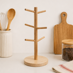Wholesale Custom Rustic Wooden Mug Rack <b>Tree</b> Modern Farmhouse Style Coffee Mug <b>Tree</b> <b>Stand</b> Space-Saving Removable Kitchen Cup - Product Image 4