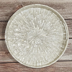 Mather Of Pearl <b>Round</b> Serving <b>Tray</b> | Handmade Decorative <b>Tray</b> - Product Image 4