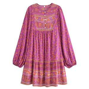 Vestido Mini Estampado para Mujer con Volantes en el Bajo, Vestido de Verano - Product Image 4