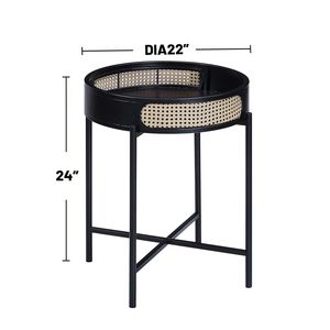 Tavolino Rotondo con Finitura Nera, Piano Aperto e Gambe in Metallo per Arredamento Soggiorno - Product Image 3