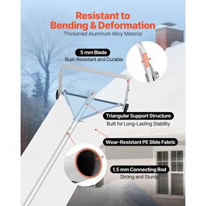 Rastrello da Neve Leggero con Lama in Alluminio da 18,5 Pollici e Ruote Raschiatrici Regolabili da 5,2-30 Piedi, Strumento Efficiente per la Rimozione della Neve - Product Image 3