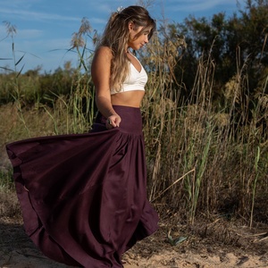 Falda Maxi de Cintura Alta, de Algodón y Rayón, Fluida, para Bailar, con Tela Ligera y Estilo Bohemio Informal - Product Image 1