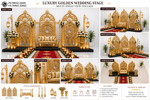 Lavish Design Wedding Stage Golden <b>Backdrop</b> <b>Frames</b> For Theme Wedding Victorian Style Black Gold Theme <b>Frames</b> for Reception Stage - Product Image 2