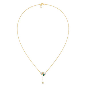 สร้อยคอเพชร Leaf Embrace Green Stone ประดับด้วยจี้รูปหยดน้ำอันละเอียดอ่อนและดีไซน์ที่ได้รับแรงบันดาลใจจากธรรมชาติอย่างสง่างาม - Product Image 3