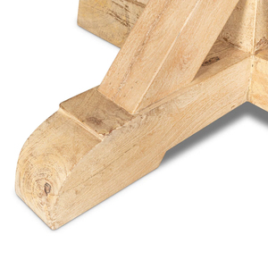 Table de salle à manger de luxe en bois de manguier massif, base ronde, finition naturelle, 4 à 6 places, taille personnalisée, pour la maison, la cuisine ou le restaurant - Product Image 5