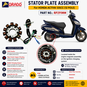 Ensemble de plaque de bobine de stator 12 pôles pour Honda Activa 125cc, qualité export, pour pièces détachées de deux-roues, Inde, Orado - Product Image 3