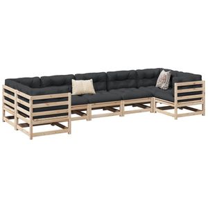 Grand ensemble de canapés de jardin modulaires en bois de pin massif naturel, meubles d'extérieur durables - Product Image 1