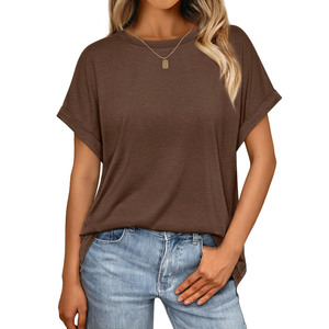 Camiseta cómoda de algodón para mujer, ropa informal de manga corta con estampado liso, estilo hip hop, para uso diario - Product Image 3