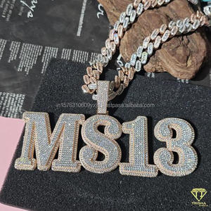 Luxury 18K Gold Plated SPE Letter <b>Necklace</b> Full Iced Out Lab Grown Diamond Pendant Hiphop Style Jewelry for Men - Product Image 5