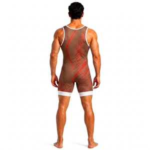 Maillot de lutte ajusté pour homme, imprimé par sublimation, en Spandex et Polyester, anti-humidité, pour sports d'aviron - Product Image 2