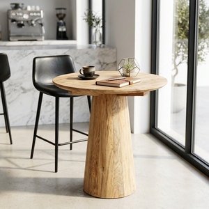 Robi Bar Table Modern Solid Wood High Pub Furniture Elegant Conical Pedestal Base Table For <b>Rustic</b> Contemporary Home Decor Style - Product Image 2