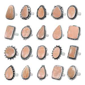 Anillos de Amazonita Melocotón Más Vendidos, con Engaste de Bisel, Plata de Ley 925, Minimalistas, Precio al por Mayor para Bodas - Product Image 3