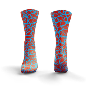 Chaussettes de qualité supérieure, motif géométrique rouge et bleu, tricotées en spandex et polyester, respirantes, décontractées, été, adultes - Product Image 5