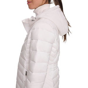 <b>Women's</b> <b>White</b> Quilted Puffer <b>Jacket</b> Hooded Full Sleeve Winter Warm Coat with Zipper Closure Solid Color - Product Image 4