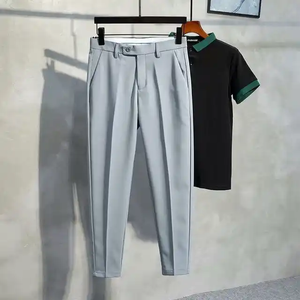 Pantalon Homme Nouvelle Tendance Grande Taille Streetwear Décontracté 100% Coton Toile Léger Coupe Droite Taille Mi-Haute Élastique Respirant - Product Image 3