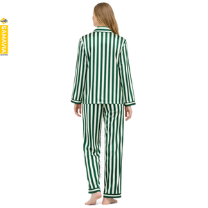 Ensemble de pyjama en satin imprimé uni pour femme, avec logo personnalisé, en coton doux, 2 pièces, pour l'été et le printemps, vêtements de nuit et de détente, vente en gros OEM - Product Image 2
