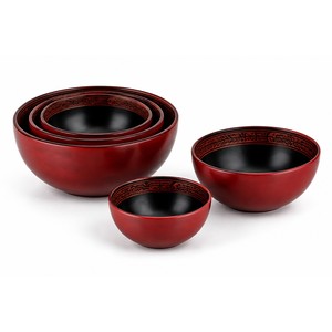 Handcrafted Bagan Yun Lacquer Nesting <b>Bowls</b> Set - Teak Bamboo Wholesale - Product Image 1