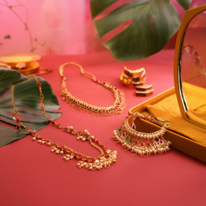 Gold Plated Kempu Mattal Fashion Jewelry Set - Product Image 3