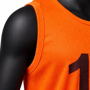 Camiseta de Baloncesto Naranja sin Mangas, Ligera, Personalizable con Nombre y Número, Cuello Redondo, Transpirable, de Poliéster, Unisex para Adultos, Corte Regular - Product Image 5