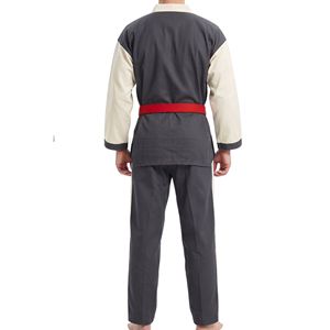 Tenue d'entraînement de karaté bicolore gris crème avec pantalon anthracite et empiècements contrastants pour studio - Product Image 2