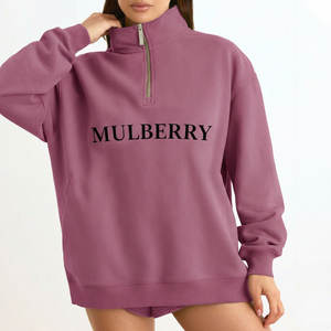 Sudadera de cuello alto con media cremallera para mujer, superventas de otoño/invierno, bordada, con hombros caídos, de tejido polar, con estampado personalizado - Product Image 5