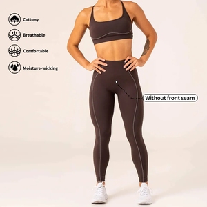 <b>Top</b> Trending Women's Yoga Set 2026 New Arrival Short Sleeve Front Logo High Waist Quick Dry Breathable 2-Piece OEM ODM Service - Product Image 2