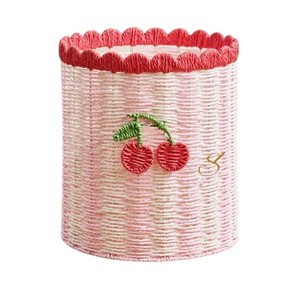 Cesta de Almacenamiento Redonda de Mimbre Rosa Tejida a Mano al por Mayor, Organizador Creativo con Tapa y Flores Bordadas para Juguetes - Product Image 2