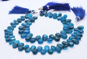 ลูกปัดอะพาไทต์นีออนธรรมชาติทรงลูกแพร์เรียบขนาด 6x9 ถึง 7x10 สีน้ำเงินเข้ม ลูกปัดอะพาไทต์ 8 นิ้ว ทรงลูกแพร์เรียบแบบบริโอเล็ต - Product Image 3