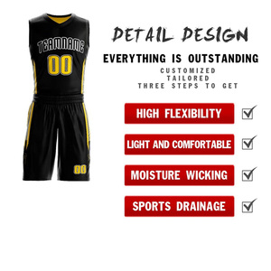 Uniformes de Baloncesto Personalizados en Negro y Amarillo, Sublimados, con Nombre del Equipo 00, Transpirables, Ajuste Atlético, Unisex, Jersey y Pantalones Cortos para Adultos - Product Image 5