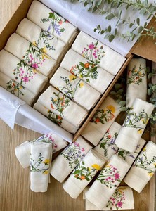 Custom Handmade Embroidered Pastoral <b>Linen</b> Cotton <b>Cloth</b> Square Dinner Napkins for Wedding Home Restaurant - Product Image 4