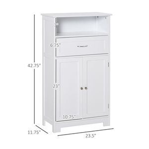 Mobile Bagno Moderno Autoportante in PVC, Armadietto Salvaspazio per Bagno Piccolo con Vetrina a S Regolabile - Product Image 3