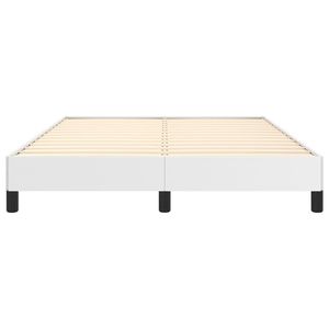 Base de Cama de Cuero Sintético Blanco, Tamaño Completo, Madera Contrachapada, Elegantes Camas de Madera - Product Image 5
