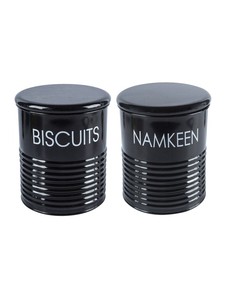 Black Metal Biscuit & Namkeen Storage <b>Canister</b> <b>Set</b> with Lid | Kitchen Food Storage Containers Wholesale - Product Image 1