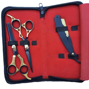 Kit de coiffure professionnel pour barbier avec ciseaux, peigne, cape, rasoir et accessoires de coiffage - Product Image 5