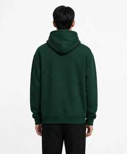 เสื้อฮู้ดผู้ชายสีเขียวเข้ม พิมพ์ลายตัวอักษร ทรงหลวม สวมใส่สบาย มีกระเป๋าหน้า บุโพลีเอสเตอร์ สำหรับฤดูหนาว - Product Image 2