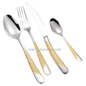 Ensemble de couverts en acier inoxydable doré de qualité durable, finition miroir, couteau, fourchette et cuillère, pour hôtel, restaurant, cuisine - Product Image 5
