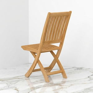 Chaise de plage pliante en teck pour bord de piscine, dossier à lattes incurvé classique, cadre à pieds droits, pour projets hôteliers et balnéaires - Product Image 3