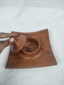 Bol à salade en bois, bol de service en bois pour fruits ou salades, bols faits à la main en Inde, vente en gros - Product Image 5
