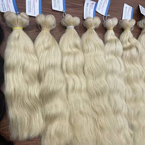 Extensions de cheveux humains blonds à prix de gros, vague naturelle, trame de cheveux de qualité supérieure, sans nœuds - Product Image 4