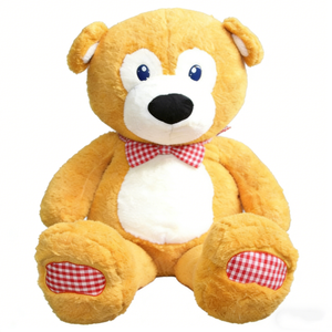 Customize <b>Large</b> <b>Plush</b> Sitting Teddy Bear Doll With Red Checkered Bow And Paw Patch 51cm-99cm Unisex Soft Stuffed Animal For Kids - Product Image 2